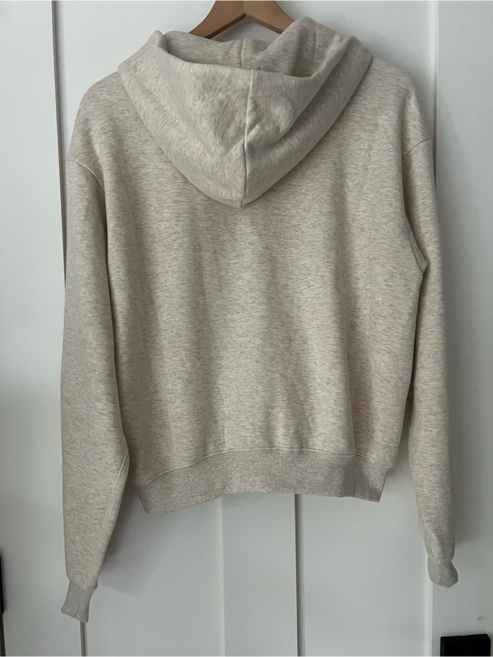 SKIMS Cotton Fleece Classic Cropped Zip Up Hoodie Oatmeal Heather L - Picture 6 of 16